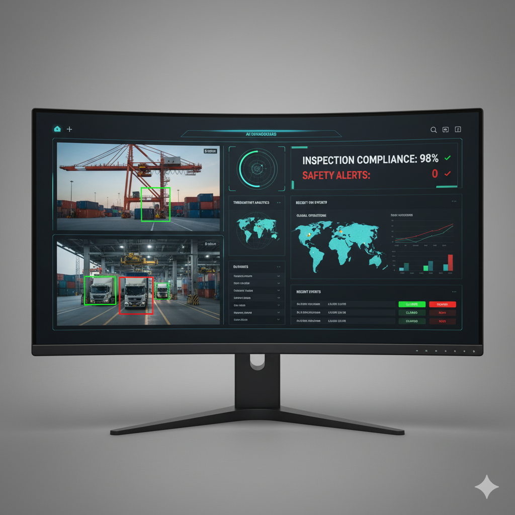 CustomGuard AI dashboard showing port security analytics