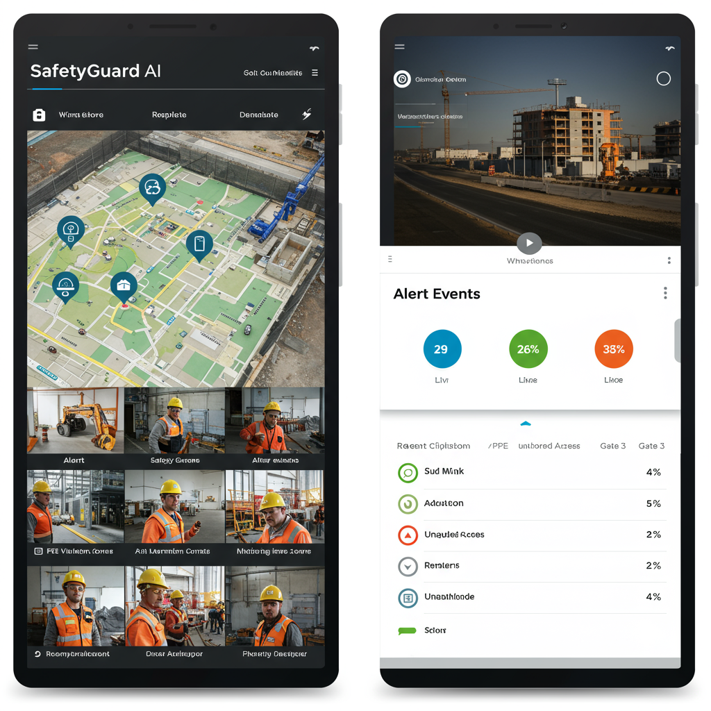 SafetyGuard AI dashboard showing construction site alerts